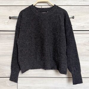 Lucky Brand Wool Blend Cropped Sweater Dark Gray Size Small